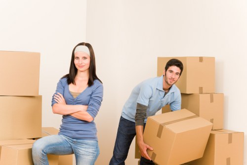 Boxes and household items arranged in a Bickley storage space